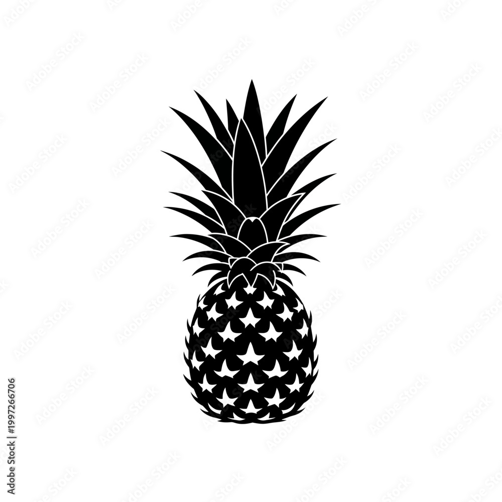 Obraz premium Black and white pineapple illustration showcasing its intricate details and texture.