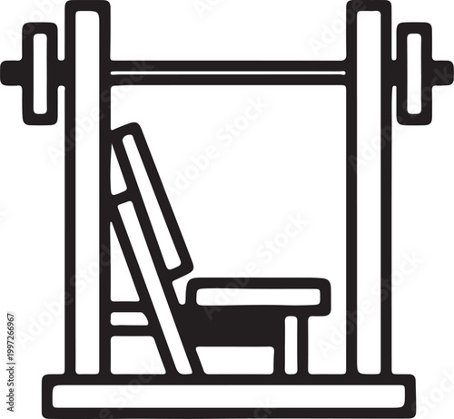 Minimalist of a gym bench press station with adjustable weights and seat