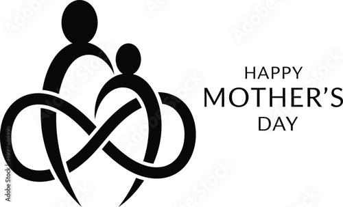 A minimalist vector graphic illustration of a mother and child for Mother's Day