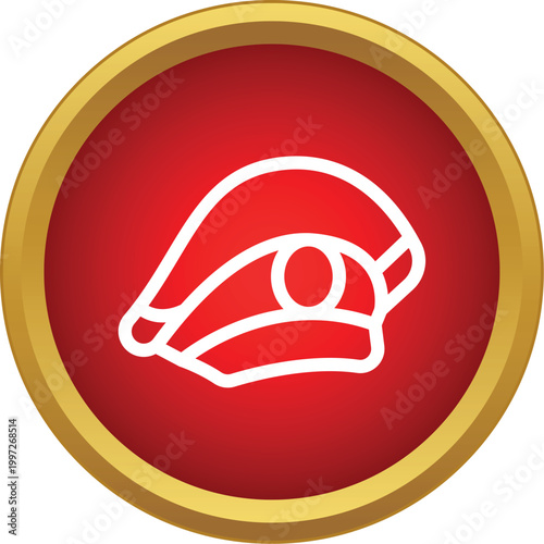 Military beret with badge symbol in a simple style