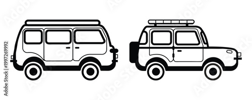 Camper Van & Motorhome Icon Set – Recreational Vehicle Travel & Camping Vector Collection