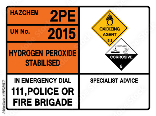 Hydrogen Peroxide Stabilised UN 2031 Symbol Sign, Vector Illustration, Isolate On White Background, Label.EPS10