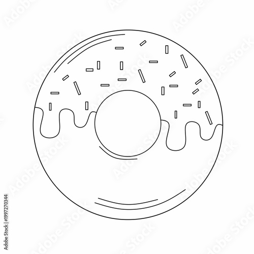 Donut Icing Drip Outline. Glazed Donut Line Icon. Donut Dripping Topping Outline