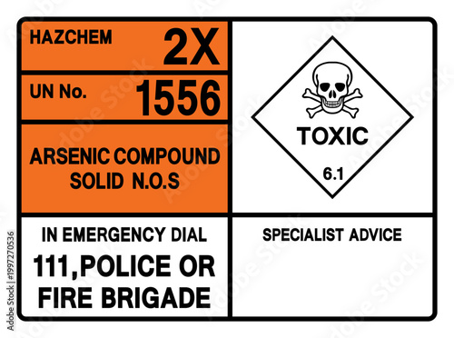 Arsenic Compound Liquid UN 1556 Symbol Sign, Vector Illustration, Isolate On White Background, Label.EPS10