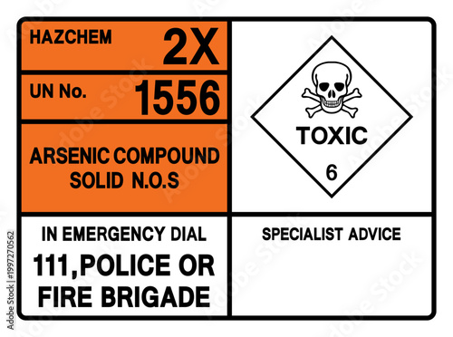 Arsenic Compound Liquid UN 1556 Symbol Sign, Vector Illustration, Isolate On White Background, Label.EPS10