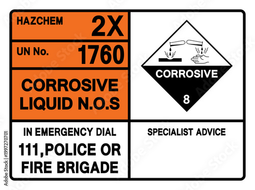 Corrosive Liquid UN 1760 Symbol Sign, Vector Illustration, Isolate On White Background, Label.EPS10