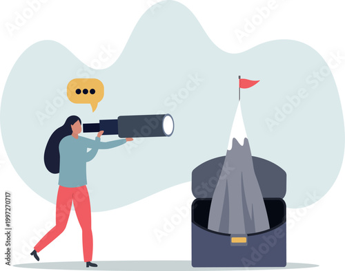 Focusing on target and business challenge objective.Successful peak and top seeking.person's life situation and his activities.