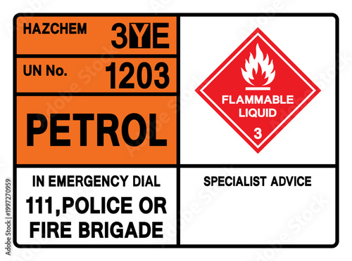 Petrol UN 1203 Symbol Sign, Vector Illustration, Isolate On White Background, Label.EPS10