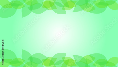 新緑の葉が囲むナチュラルグリーンフレーム背景素材