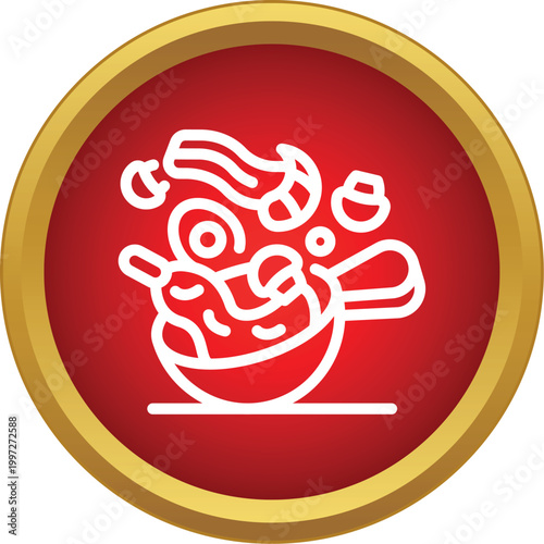 Wok cooking ingredients like shrimp and vegetables preparing a meal