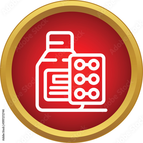 Medicine bottle and blister pack representing medical treatment and pharmacy products