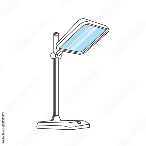 Modern desk lamp illustration with a bright light source for work.