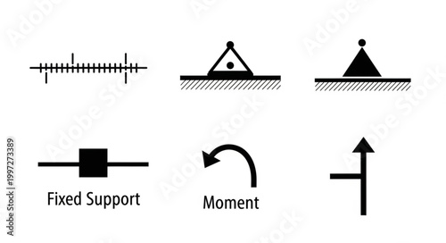 Engineering structural support symbols diagram.