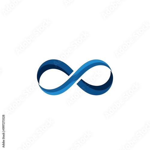 Blue infinity symbol on white background.