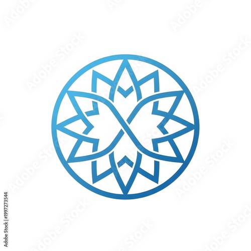 Blue geometric bird design symbol logo.