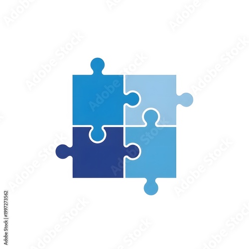 Blue puzzle pieces coming together.