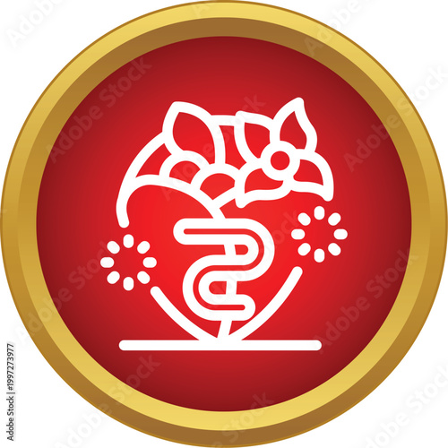 Heart with snake and flowers representing health, love, and life