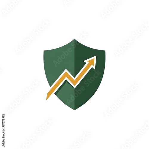 Green shield with rising arrow graph.