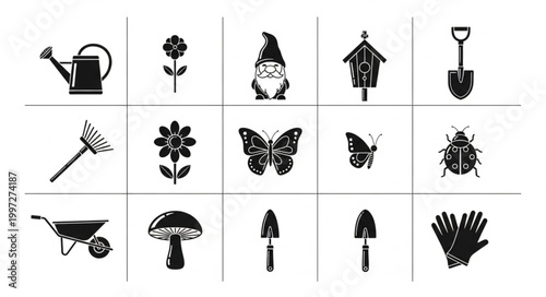 Collection of Garden Icons and Symbols.