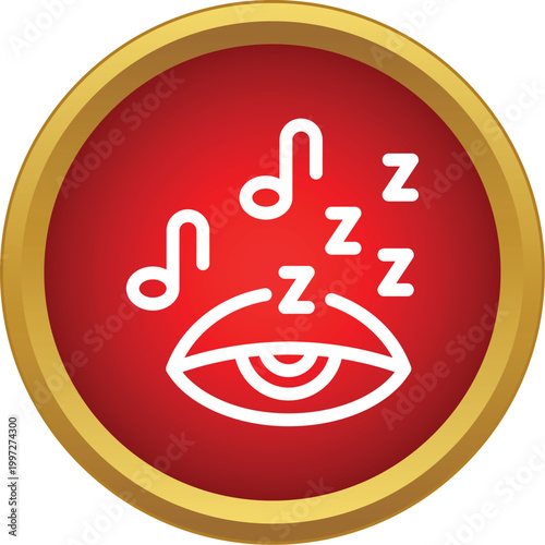 Eye symbol with music notes and z letters representing sleep and relaxation