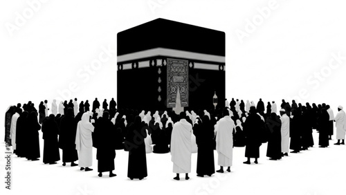 Silhouette of pilgrims around the Kaaba in Mecca Saudi Arabia