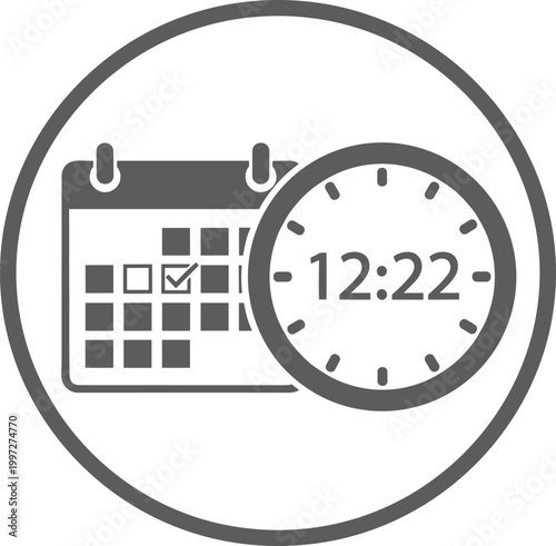 Calendar and Clock Icon Vector Illustration with Date Schedule and Time Management Symbol for Appointment Planning Reminder and Business Organization Design