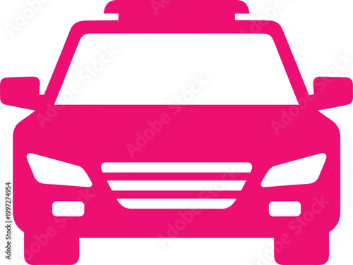 Taxi Car Icon Vector Illustration with Front View Vehicle Design for Transportation Service Ride Booking and Urban Mobility Graphic Elements