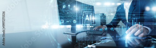 Tableau sur toile Data scientist working on computer using artificial intelligence