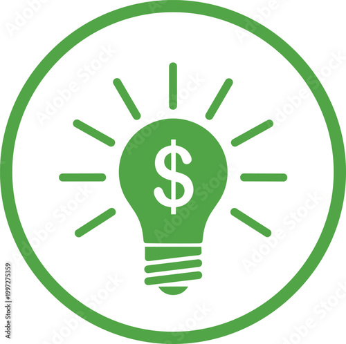 Financial Idea Icon Vector Illustration with Light Bulb and Dollar Symbol for Business Innovation Investment Concepts and Money Saving Strategy Design
