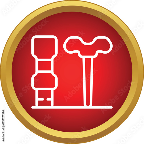 Wine opener corkscrew and bottle stopper vector outline on red background