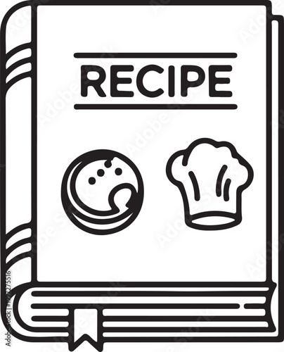 Simple blackline recipe book with doughnut and bread symbols