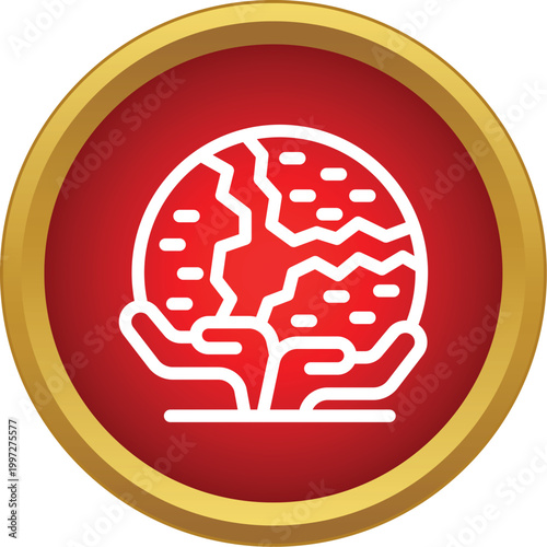 Hands cradling a cracking globe, symbolizing environmental fragility and climate change challenges