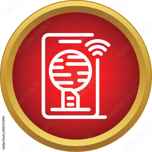 Tablet showing a globe with wireless signals representing global connectivity