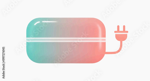 A colorful pill with a plug emerges from a shiny capsule.
