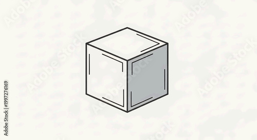 A cube with one shaded side is depicted in a simple line drawing.