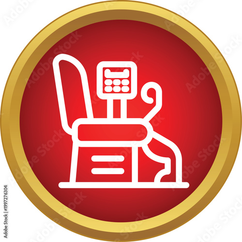 Dental chair with equipment in a simple flat icon style