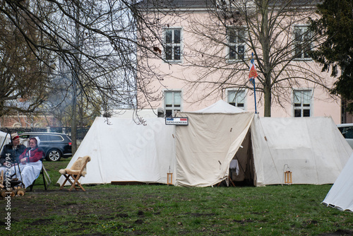 Quadro em tela reenactment napoleon möckern gefecht kanone vorderlader