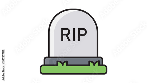 Konstfotografi Tombstone RIP Grave Marker Modern Flat Vector Icon on White Background