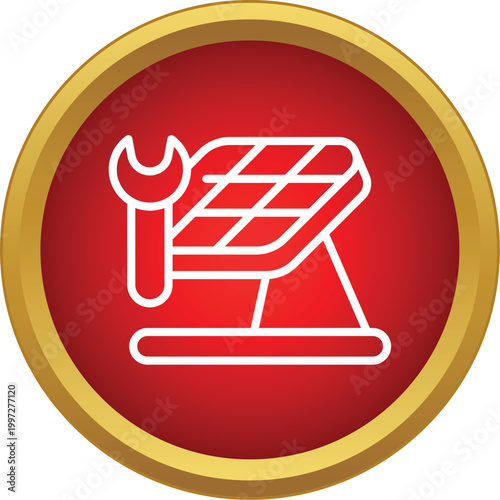 Solar panel and wrench icon representing renewable energy maintenance and repair