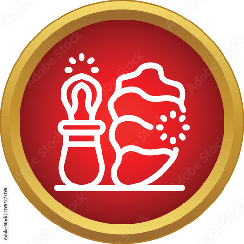 Truffles with a shaver representing a gourmet food icon on a red circle