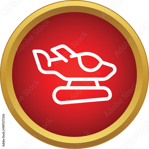 Seaplane aircraft floating on water presenting travel and aviation themes in a red and gold icon