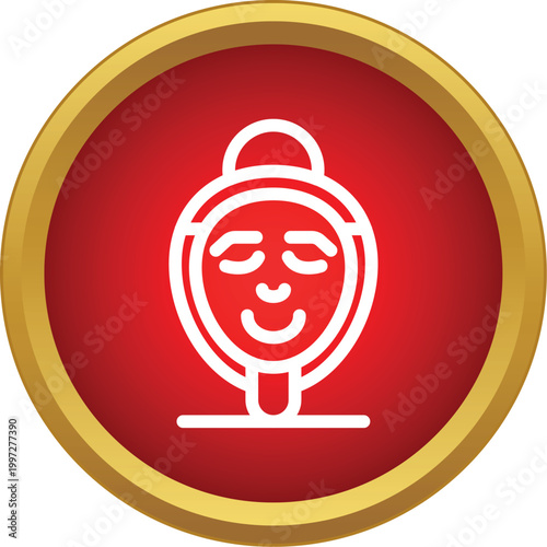 Happy face illustration with closed eyes representing relaxation and meditation