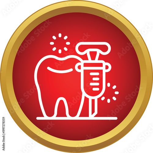 Syringe injecting anesthetic into a tooth, representing dental treatment and pain relief