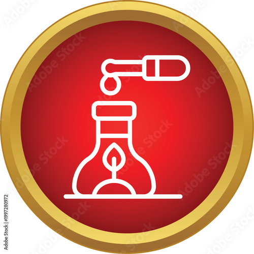 Pipette adding a drop to flask with a leaf symbol, representing natural chemistry