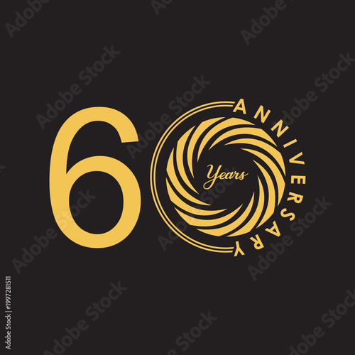 60 Years Anniversary logo design. Simple Minimalist 60 years logo design template.Celebration day template for celebration event, business company, invitation, and greeting