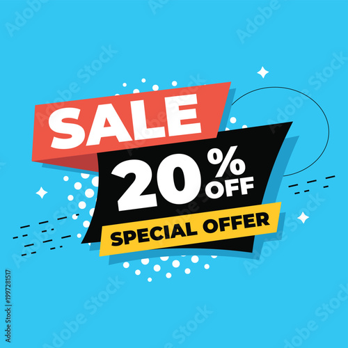 Banner displays a 20 off special offer for a sale and coloring background