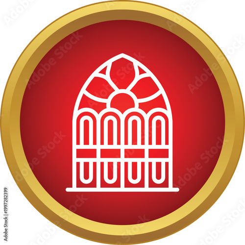 Gothic church window design representing architecture and religion