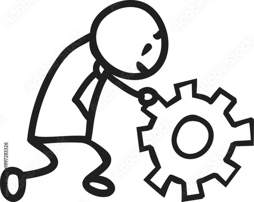 Businessman Pushing Large Gear