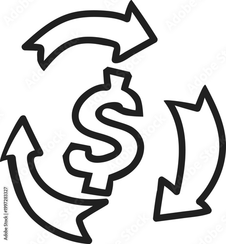 Dollar Sign in Circular Exchange Arrows