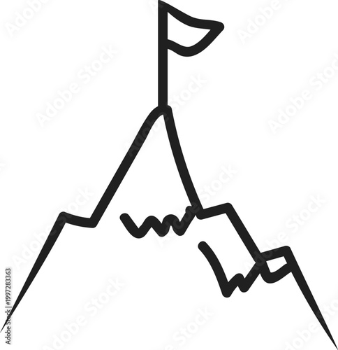 Mountain Peak with Success Flag